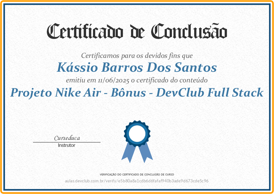Certificado Nike - DevClub 2025